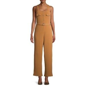 Derek Heart Womens Size Small Sleeveless Square Neck Jumpsuit Burnt Orange